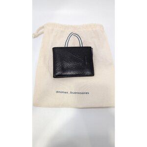 NIMES Black Leather Foldover Wallet